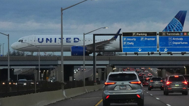 An United Airlines flight arrives at O'Hare International Airport in Chicago.