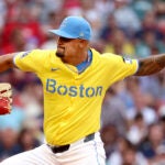 Boston Red Sox pitcher Brennan Bernardino throws during the sixth inning of a baseball game against the Pittsburgh Pirates, Saturday, Aug. 30, 2025, in Boston.