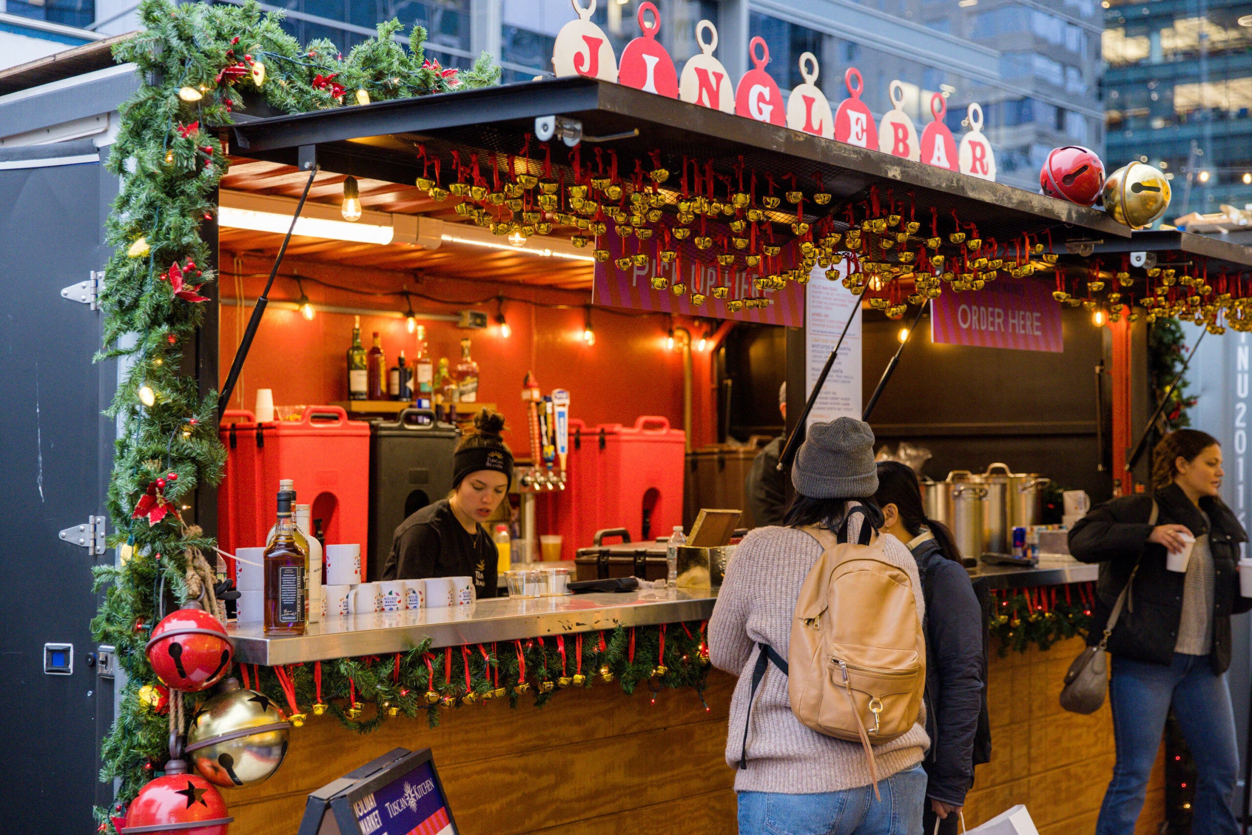 The Jingle Bar at Snowport, Boston Seaport's annual winter holiday market.